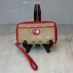 Coach Wristlet Y2K Wallet Jacquard Signature Logo Neon Leather Wristlet Wallet